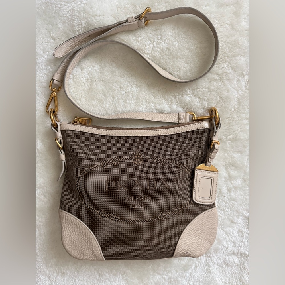 Prada Canvas and Leather Crossbody Bag
